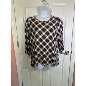 Kim Rogers XL red and green plaid long sleeve